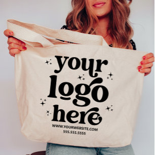 Custom Company Business Logo Personalised Text Large Tote Bag
