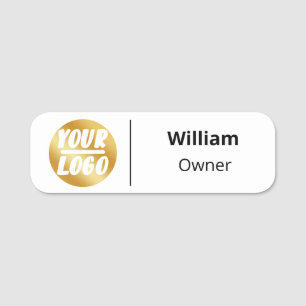 custom company business logo professional white name tag