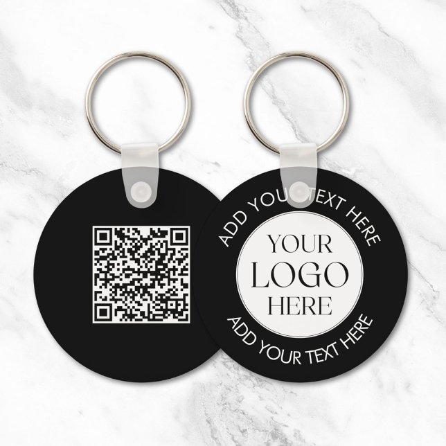 Custom Company Business Logo QR Code Modern Key Ring (In situ)