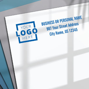 Custom Company Business Logo Return Address Blue Self-inking Stamp