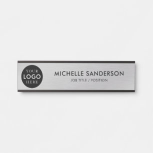 Custom Company Business Logo Silver Employee Staff Door Sign