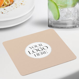 Custom Company Business Logo Simple Square Paper Coaster