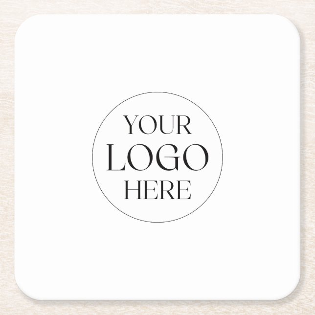 Custom Company Business Logo Simple Square Paper Coaster (Front)