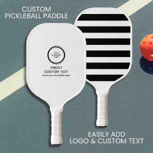 Custom Company Business Logo Text Black Stripe Pickleball Paddle
