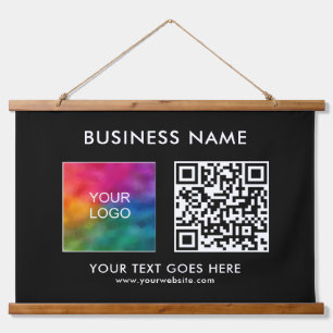 Custom Company Business QR Code Logo Text Hanging Tapestry