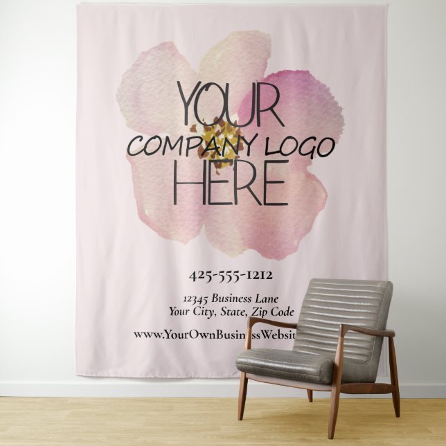 Custom Company Business Trade Show Logo Backdrop Tapestry (In Situ)