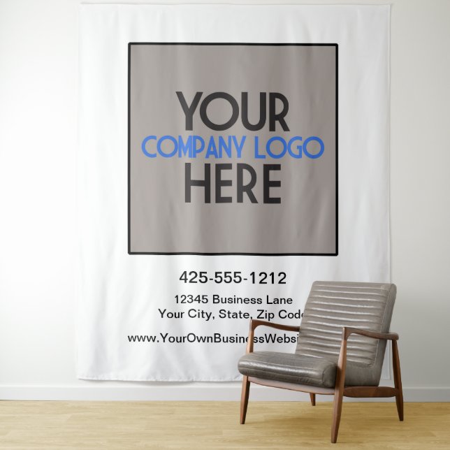 Custom Company Business Trade Show Logo Backdrop Tapestry (In Situ)