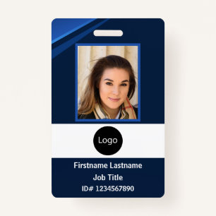 custom company employee id, Photo Logo Bar Code ID Badge
