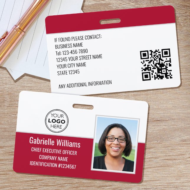 Custom Company Employee ID Photo Security Red ID Badge (Creator Uploaded)