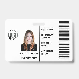 Custom Company Employee Photo Name Barcode Logo ID Badge