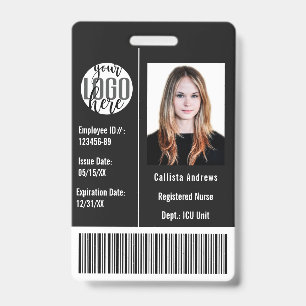 Custom Company Employee Photo Name Barcode Logo ID Badge