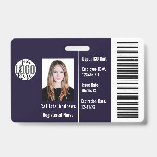 Custom Company Employee Photo Name Barcode Logo ID Badge