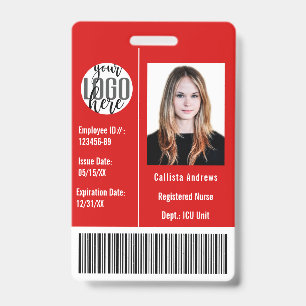 Custom Company Employee Photo Name Barcode Logo ID Badge