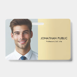 Custom Company Employee Photo Template Faux Gold ID Badge