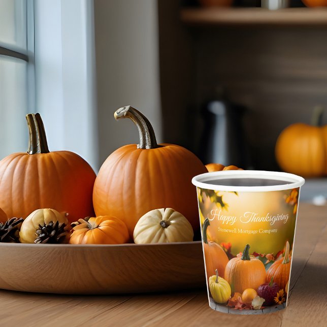 Custom Company Happy Thanksgiving Pumpkin Party Paper Cups (Creator Uploaded)
