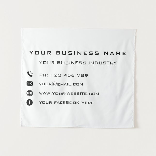 Custom Company Info Text Your Business Tapestry (Front (Horizontal))