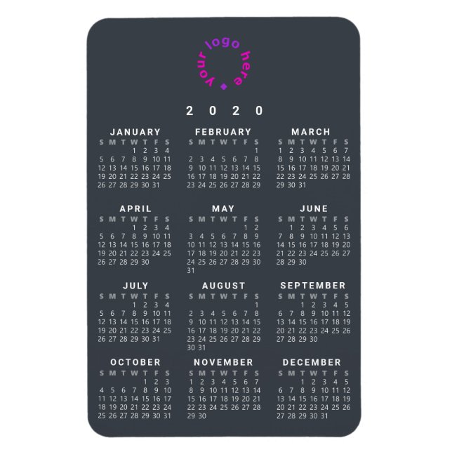 Custom Company Logo 2020 Calendar Business Office Magnet (Vertical)