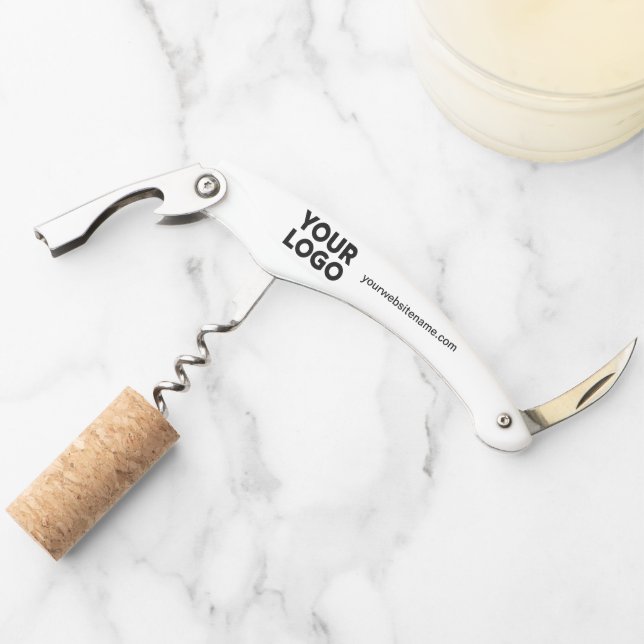 Custom Company Logo and Business Website or Slogan Corkscrew (Front)