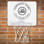 Custom Company Logo And Slogan With Promotional Mini Basketball Hoop<br><div class="desc">Personalise a Mini Basketball Hoop with this simple and minimalist template,  and promote your Company or Business to Increase leads and generate more sales. Add your details,  All text style,  colours,  sizes can be modified to fit your needs. If you need help or matching items,  please contact me</div>