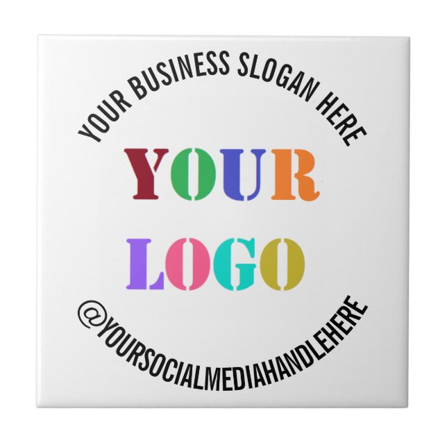 Custom Company Logo and Text Business Ceramic Tile (Front)