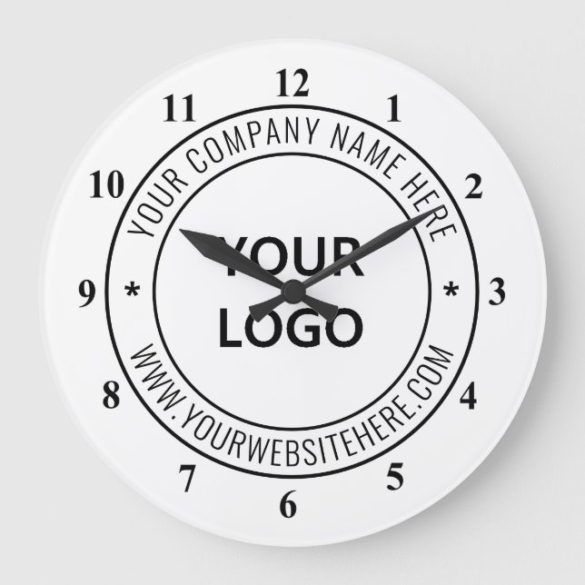 Custom Company Logo and Text Business Clock (Front)