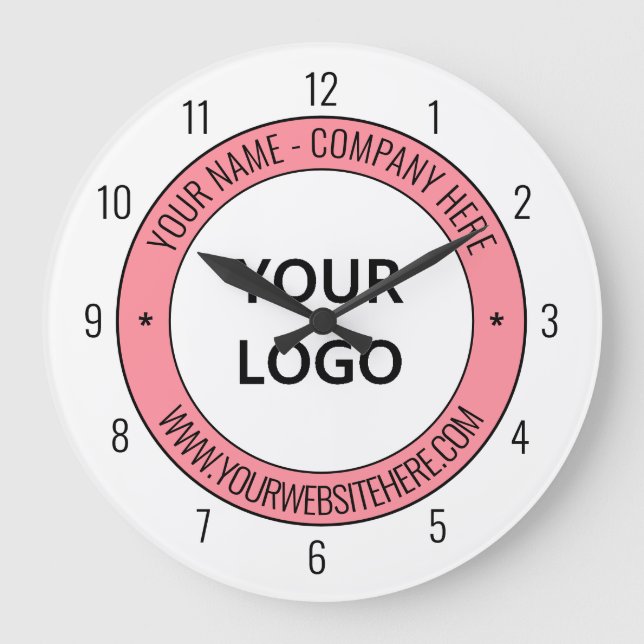 Custom Company Logo and Text Business Clock (Front)