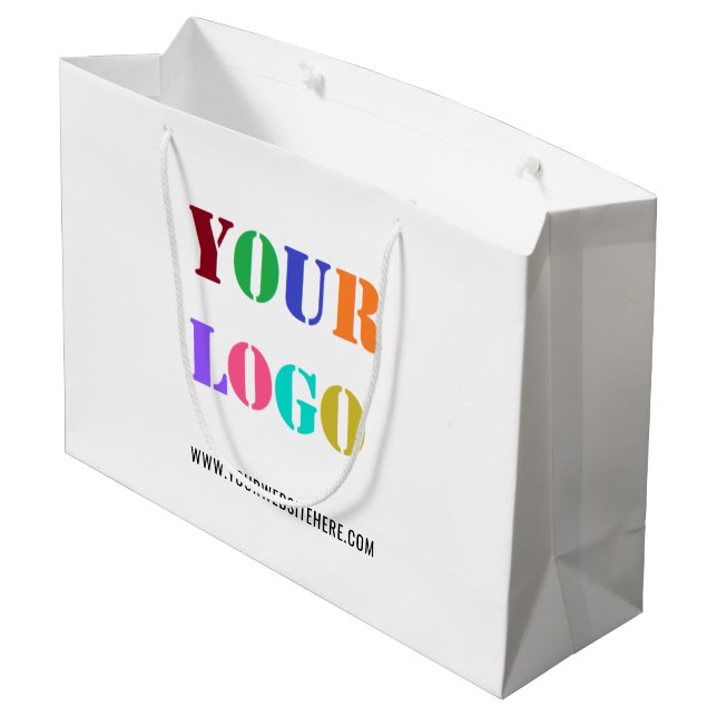 Custom Company Logo and Text Business Gift Bag (Back Angled)