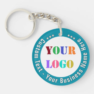 Custom Company Logo and Text Business Keychain