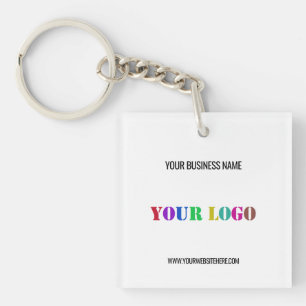 Custom Company Logo and Text Business Keychain
