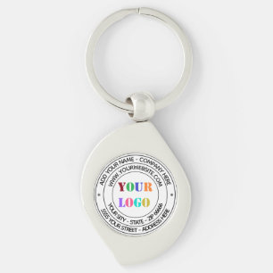 Custom Company Logo and Text Business Keychain