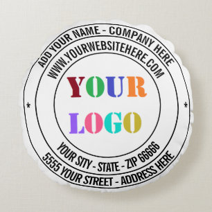 Custom Company Logo and Text Business Round Pillow