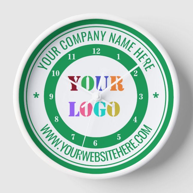 Custom Company Logo and Text Business Wall Clock (Front)