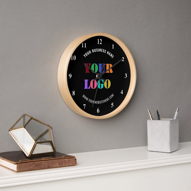 Custom Company Logo and Text Business Wall Clock (Office)