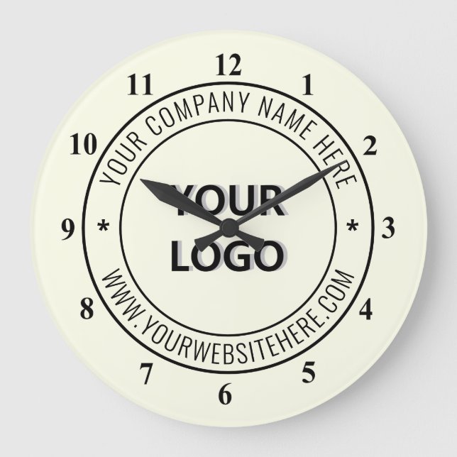 Custom Company Logo and Text Business Wall Clock (Front)