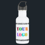 Custom Company Logo and Text Business Water Bottle<br><div class="desc">Custom Fonts and Colours - Water Bottles with Your Business Logo Promotional Social Media Name Company Slogan Professional Design Personalised Water Bottle Gift - Add Your Logo - Image - Photo or QR Code / Business Slogan - Tagline - Name - Company / Social Media Handle - Website - Email...</div>