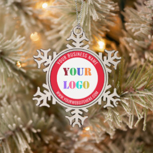 Custom Company Logo and Text Christmas Ornament