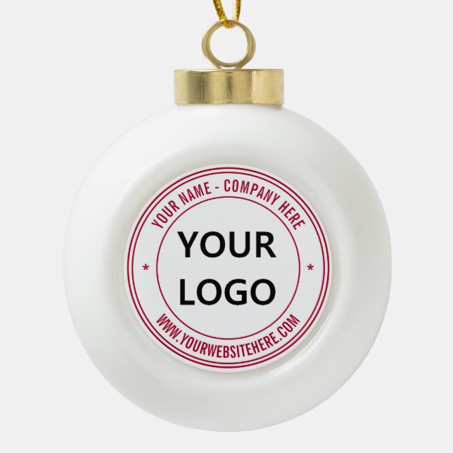 Custom Company Logo and Text Christmas Ornament (Front)