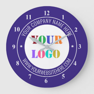 Custom Company Logo and Text Clock Choose Colours