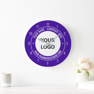 Custom Company Logo and Text Clock Choose Colours