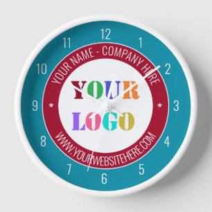Custom Company Logo and Text Clock - Your Colours
