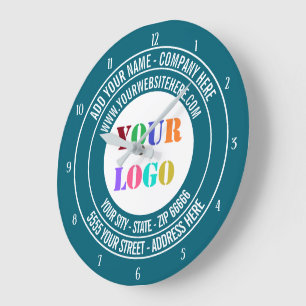 Custom Company Logo and Text Clock - Your Colours
