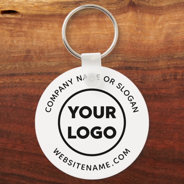 Custom Company Logo and Text Corporate Swag Key Ring (Front)