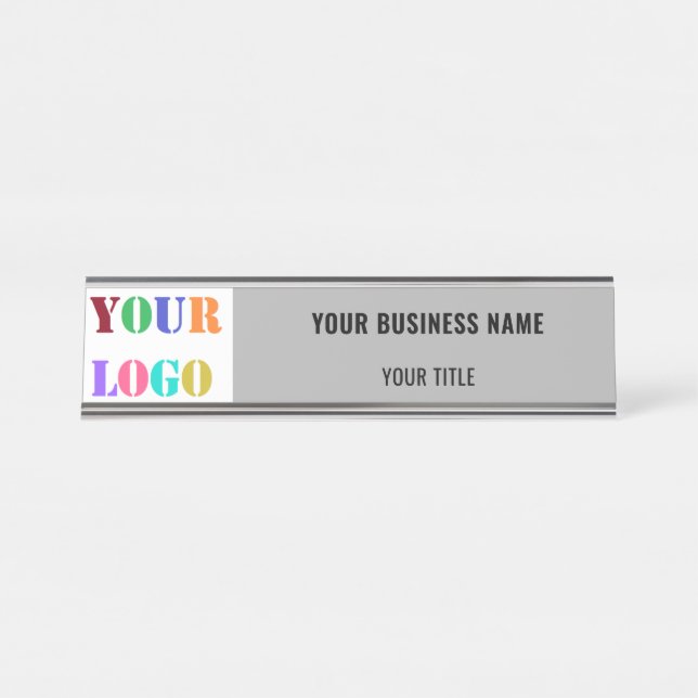 Custom Company Logo and Text Desk Name Plate (Front)