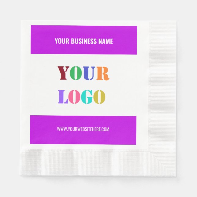 Custom Company Logo and Text Napkins Template (Front)