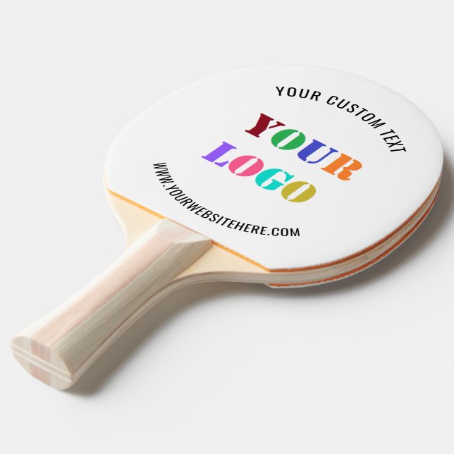 Custom Company Logo and Text Ping Pong Paddle (Front Angle)