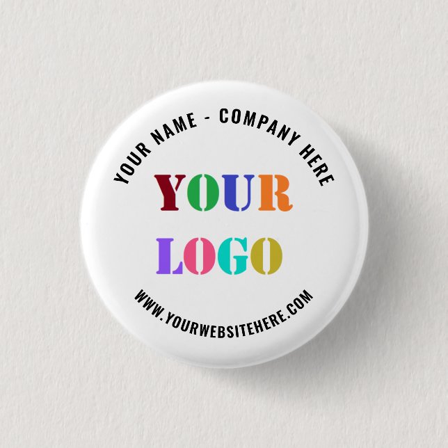 Custom Company Logo and Text Promotional Button (Front)