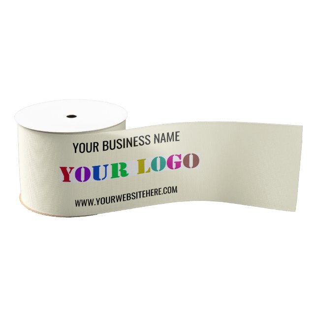 Custom Company Logo and Text Ribbon Your Colours Grosgrain Ribbon (Spool)