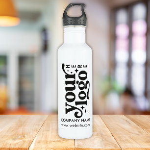 Custom Company Logo and Text Stainless Steel White 710 Ml Water Bottle