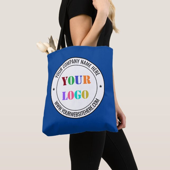 Custom Company Logo and Text Tote Bag Choose Colou (Close Up)