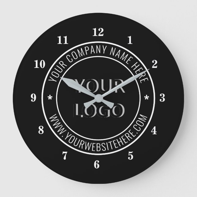 Custom Company Logo and Text Wall Clock Template (Front)